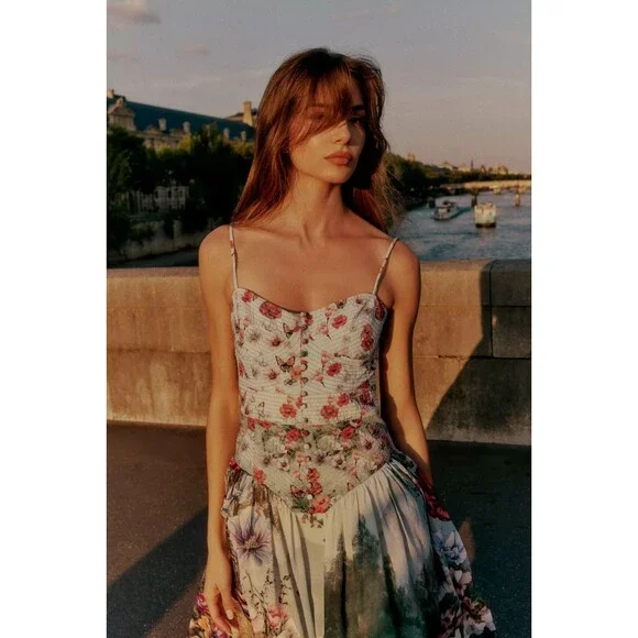 Anthropologie The Muse Basque-Waist Midi Dress XL NWT - Picture 2 of 5